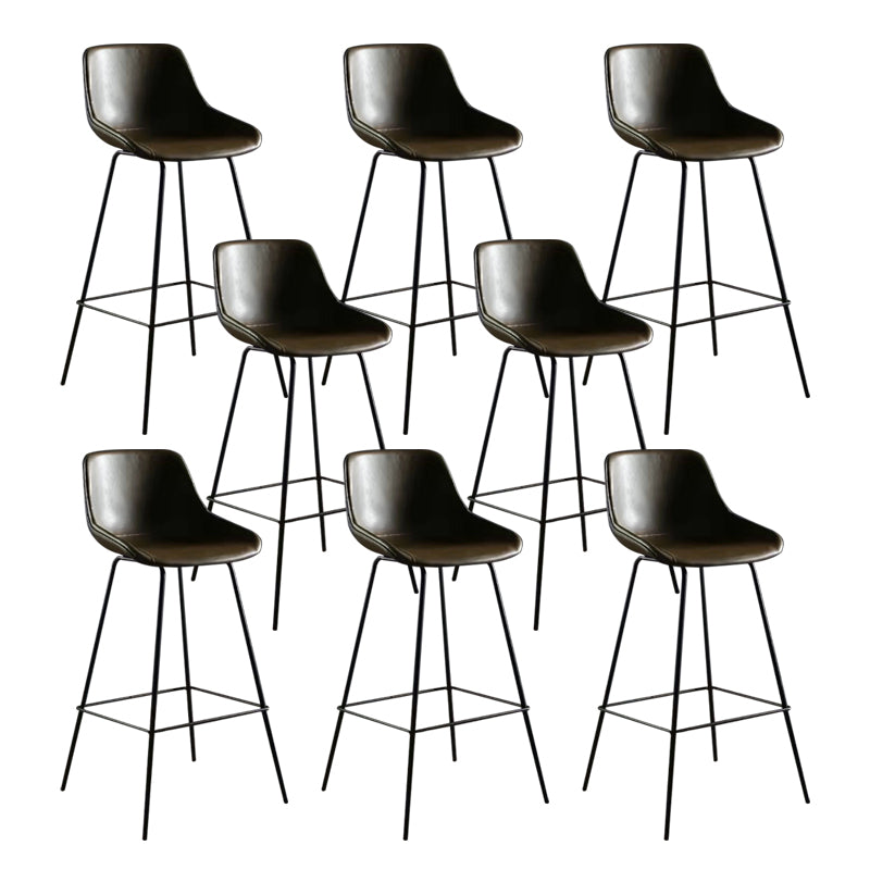 Faux Leather Bar Stools Armless Dining Stools with Metal Base