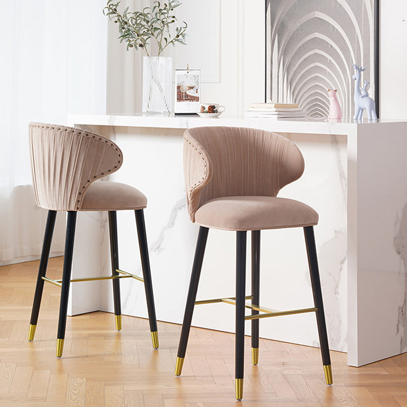 Glam Backrest Bar Stool Upholstered Counter Stool for Bristol with Wooden Legs