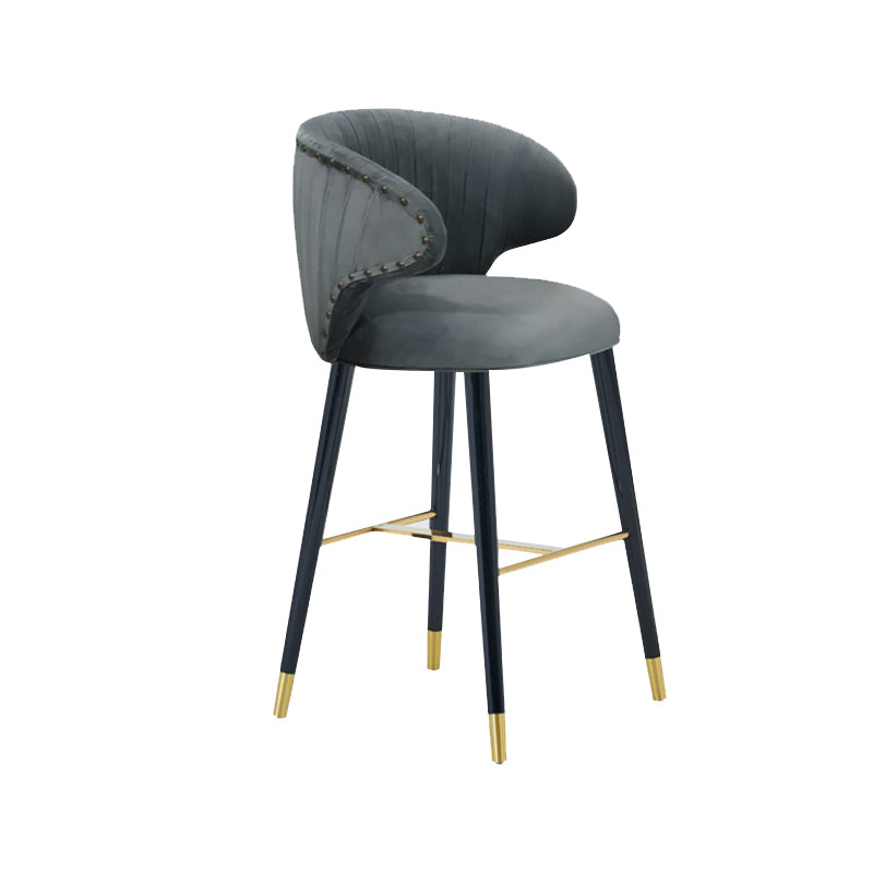 Glam Backrest Bar Stool Upholstered Counter Stool for Bristol with Wooden Legs