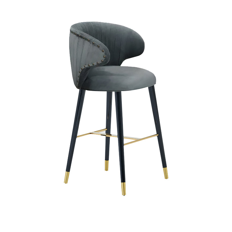 Glam Backrest Bar Stool Upholstered Counter Stool for Bristol with Wooden Legs