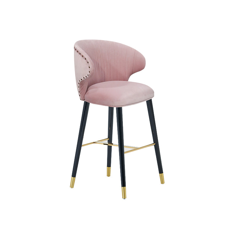 Glam Backrest Bar Stool Upholstered Counter Stool for Bristol with Wooden Legs