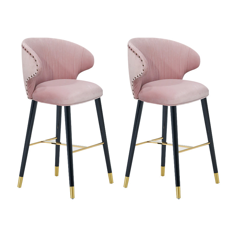 Glam Backrest Bar Stool Upholstered Counter Stool for Bristol with Wooden Legs