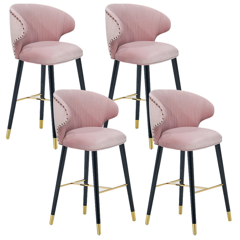 Glam Backrest Bar Stool Upholstered Counter Stool for Bristol with Wooden Legs