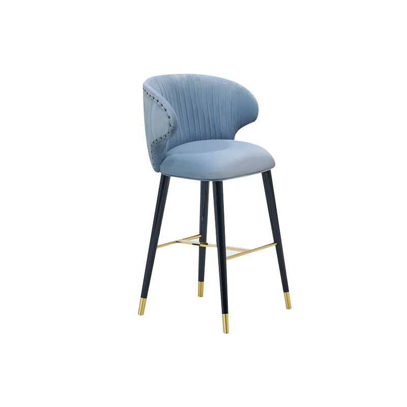 Glam Backrest Bar Stool Upholstered Counter Stool for Bristol with Wooden Legs