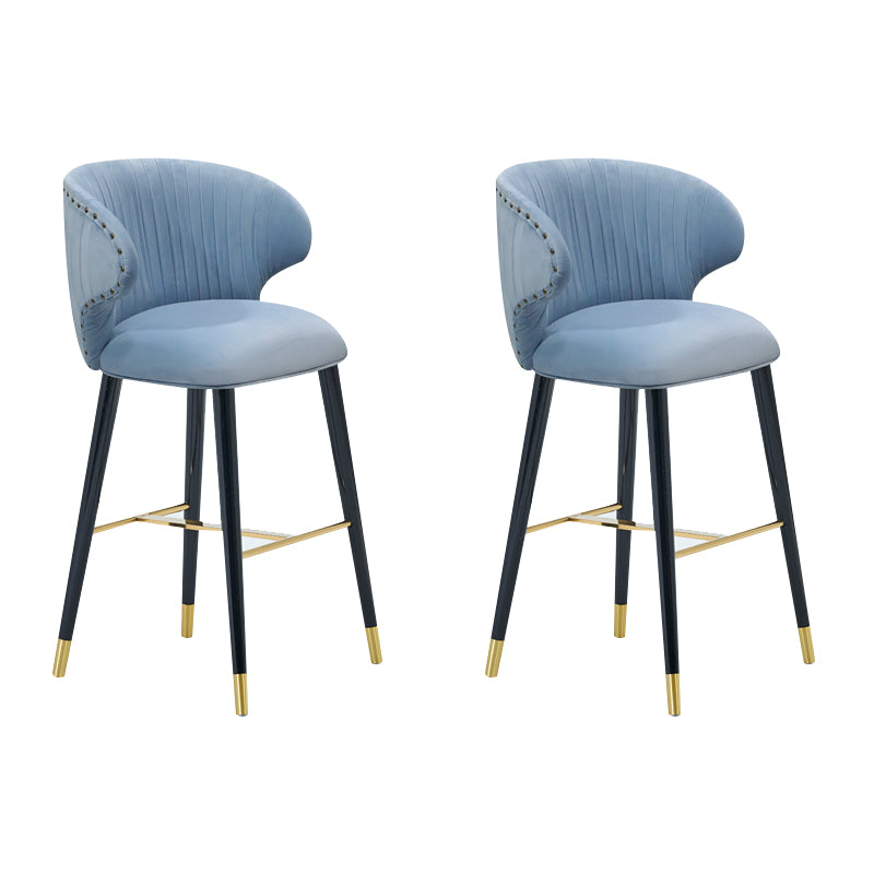 Glam Backrest Bar Stool Upholstered Counter Stool for Bristol with Wooden Legs