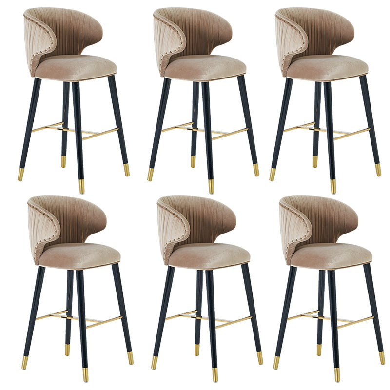 Glam Backrest Bar Stool Upholstered Counter Stool for Bristol with Wooden Legs