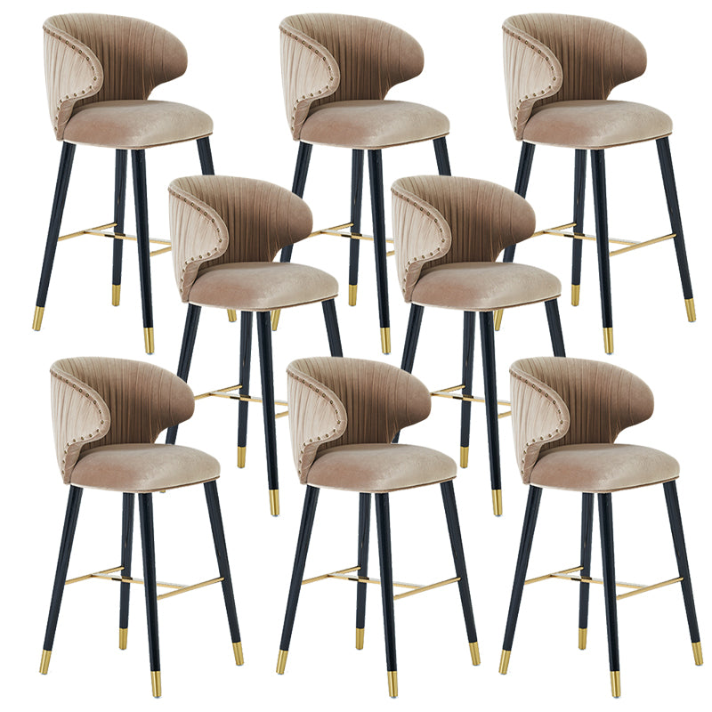 Glam Backrest Bar Stool Upholstered Counter Stool for Bristol with Wooden Legs