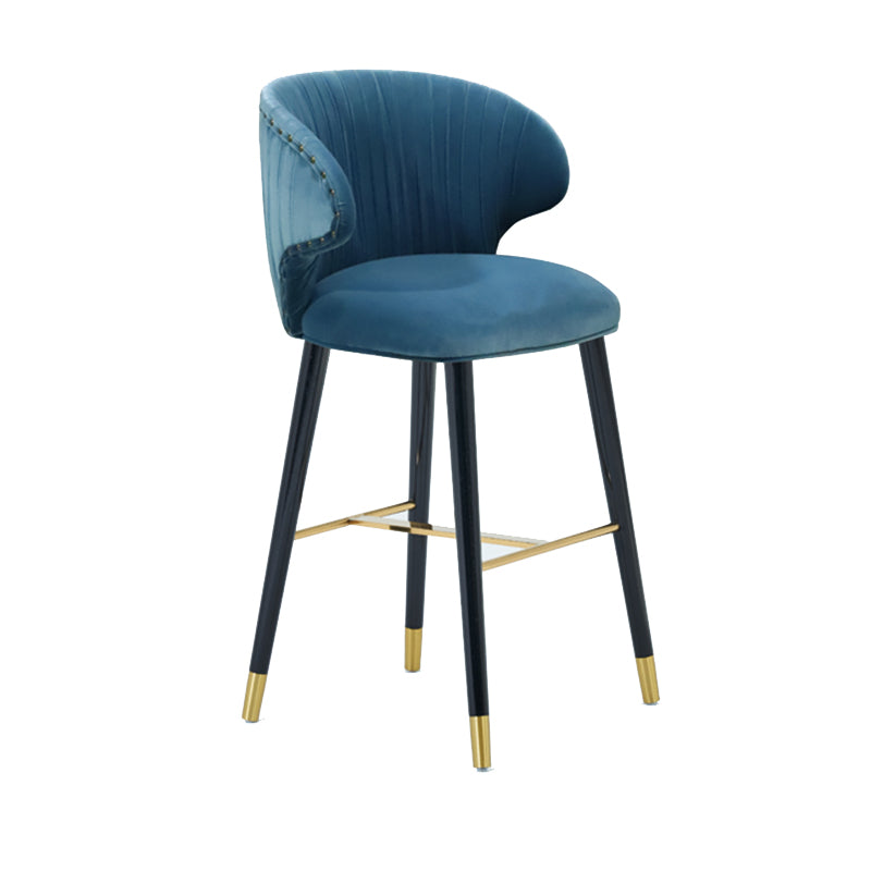 Glam Backrest Bar Stool Upholstered Counter Stool for Bristol with Wooden Legs