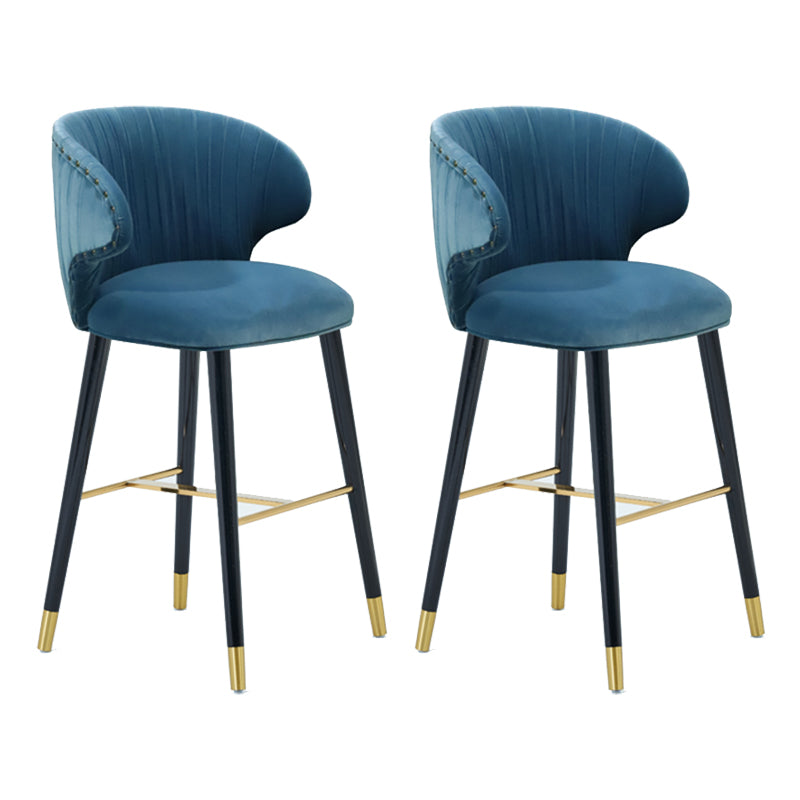 Glam Backrest Bar Stool Upholstered Counter Stool for Bristol with Wooden Legs