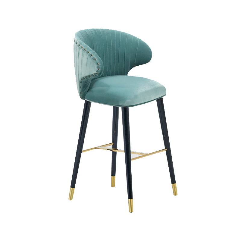 Glam Backrest Bar Stool Upholstered Counter Stool for Bristol with Wooden Legs