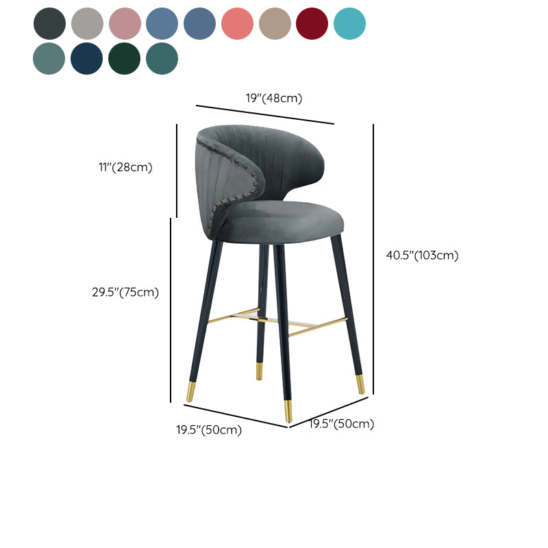 Glam Backrest Bar Stool Upholstered Counter Stool for Bristol with Wooden Legs