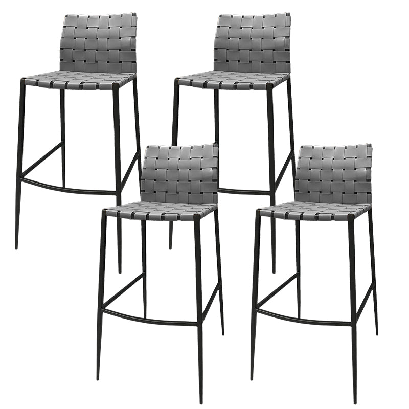 Modern Backrest Bar Stool Leather Counter Stool for Living Room