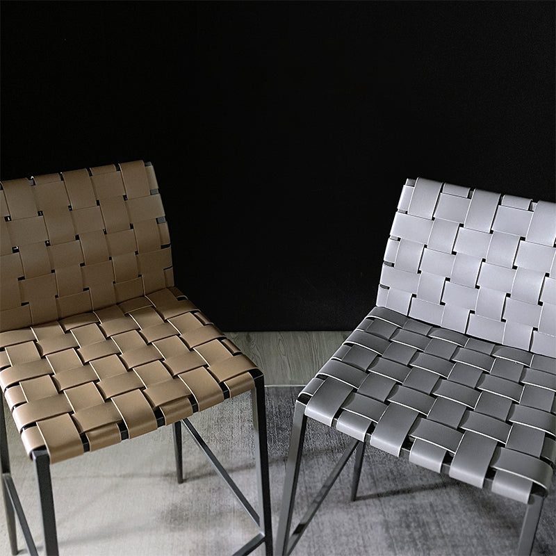Modern Backrest Bar Stool Leather Counter Stool for Living Room