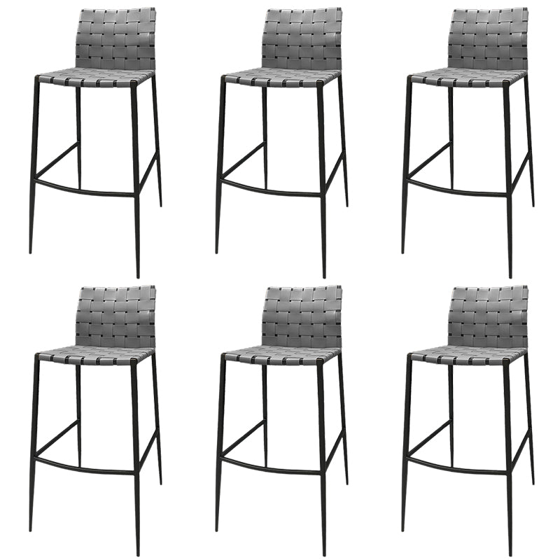 Modern Backrest Bar Stool Leather Counter Stool for Living Room