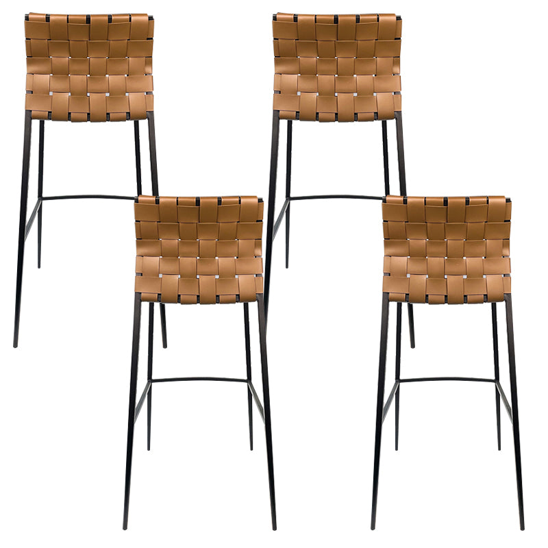 Modern Backrest Bar Stool Leather Counter Stool for Living Room