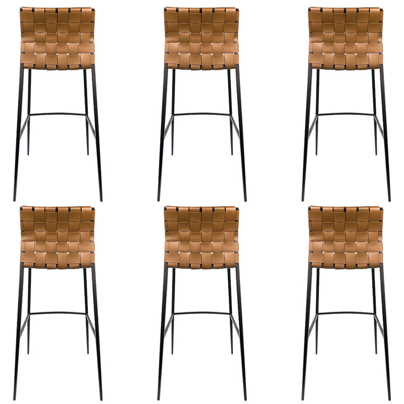 Modern Backrest Bar Stool Leather Counter Stool for Living Room