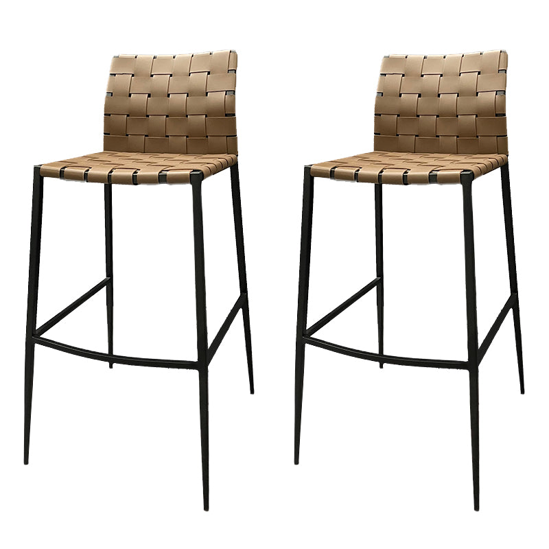 Modern Backrest Bar Stool Leather Counter Stool for Living Room