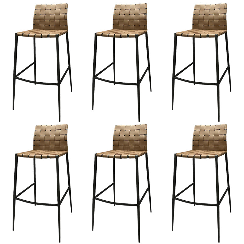 Modern Backrest Bar Stool Leather Counter Stool for Living Room
