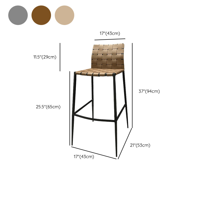 Modern Backrest Bar Stool Leather Counter Stool for Living Room