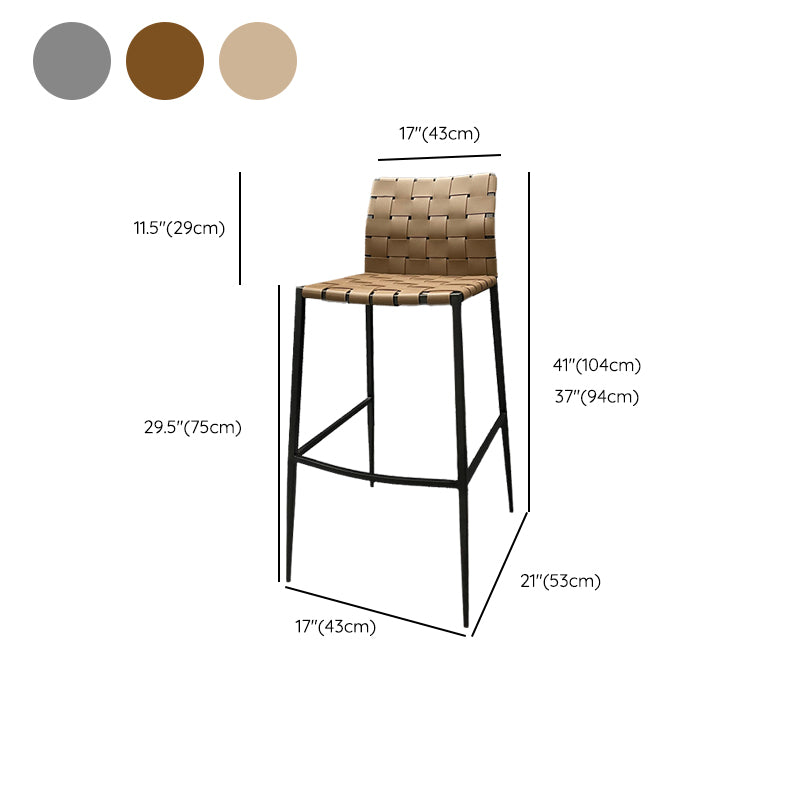 Modern Backrest Bar Stool Leather Counter Stool for Living Room