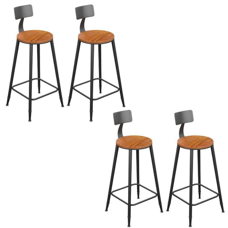 Industrial Armless Dining Stool Low Back Bar Stool with Metal Base