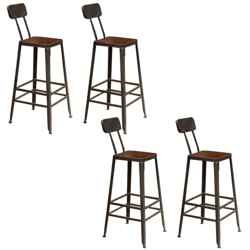 Industrial Armless Dining Stool Low Back Bar Stool with Metal Base