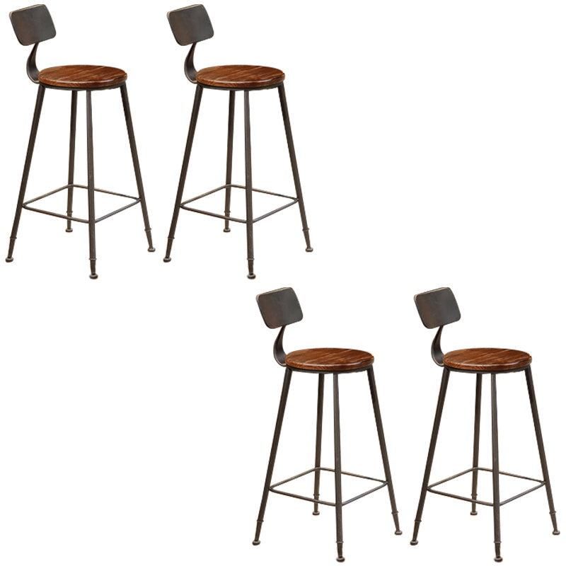 Industrial Armless Dining Stool Low Back Bar Stool with Metal Base