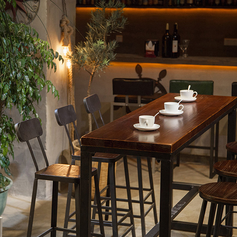 Industrial Armless Dining Stool Low Back Bar Stool with Metal Base