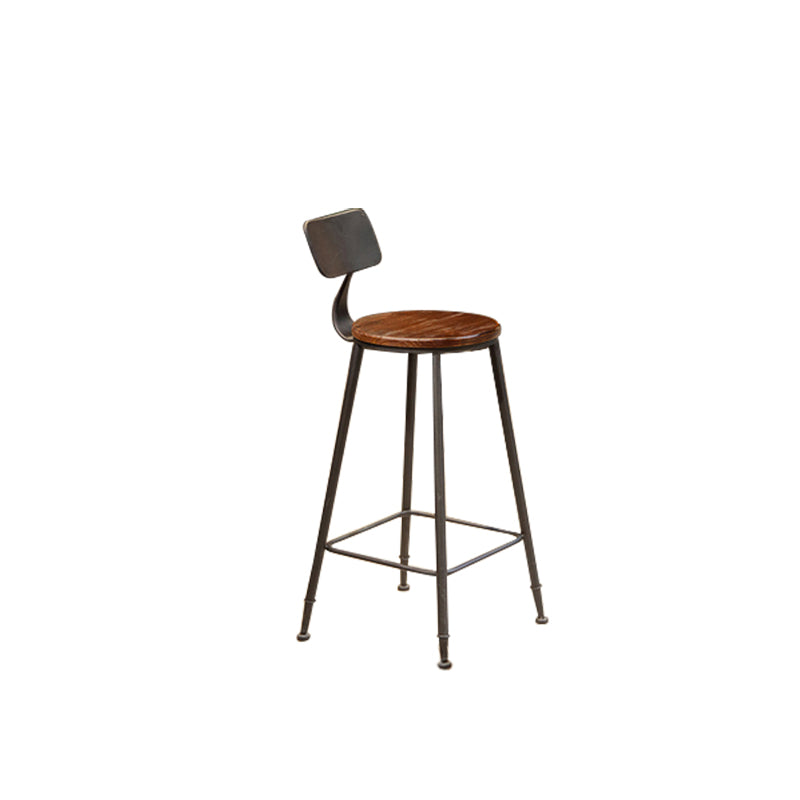 Industrial Armless Dining Stool Low Back Bar Stool with Metal Base