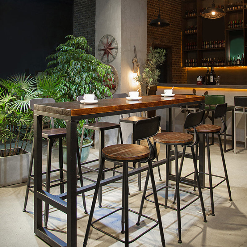 Industrial Armless Dining Stool Low Back Bar Stool with Metal Base