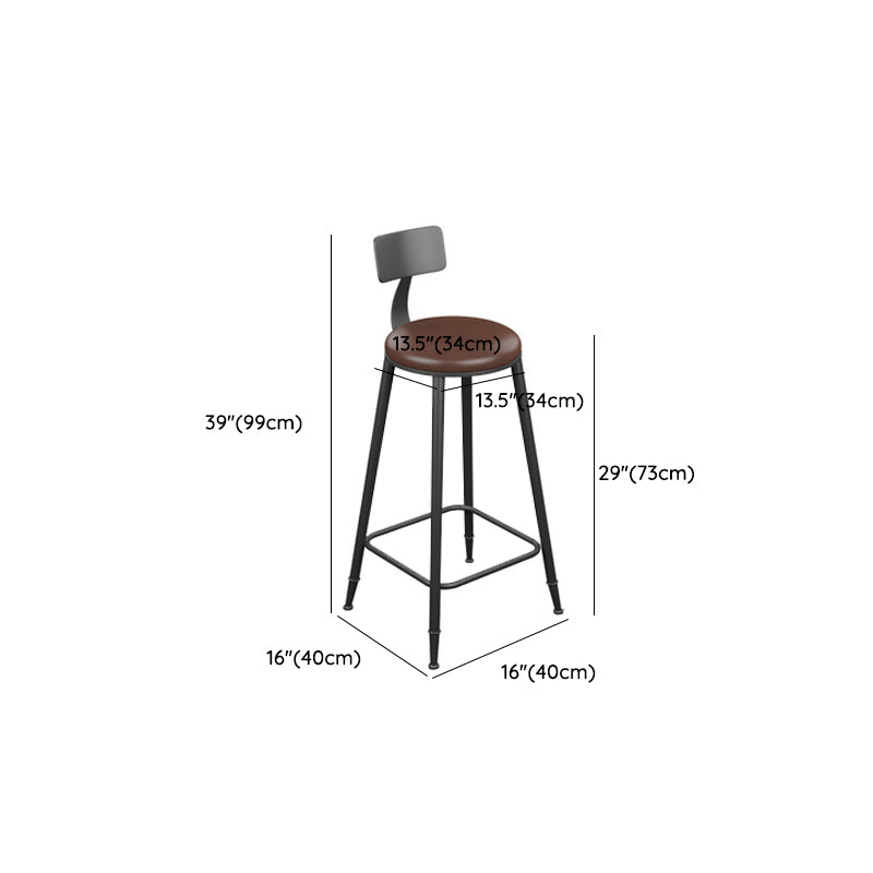 Industrial Armless Dining Stool Low Back Bar Stool with Metal Base