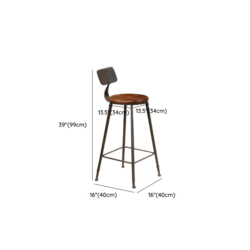 Industrial Armless Dining Stool Low Back Bar Stool with Metal Base