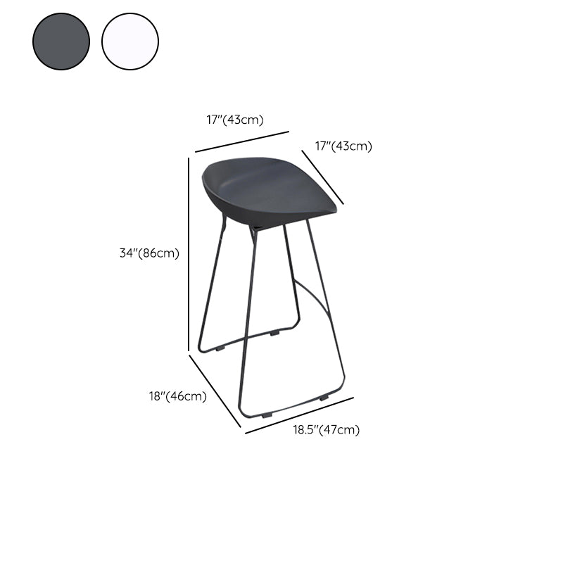 Contemporary Plastic Bar Stool Armless Dining Stool with Footrest