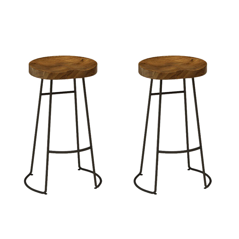 Armless Solid Wood Dining Stool Contemporary Bar Stool with Footrest