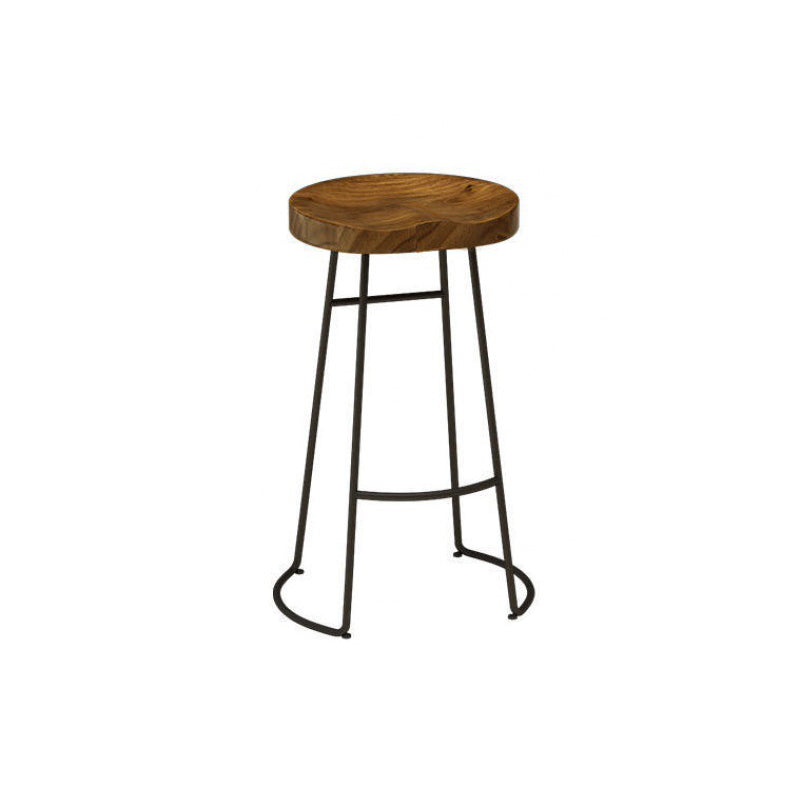 Armless Solid Wood Dining Stool Contemporary Bar Stool with Footrest
