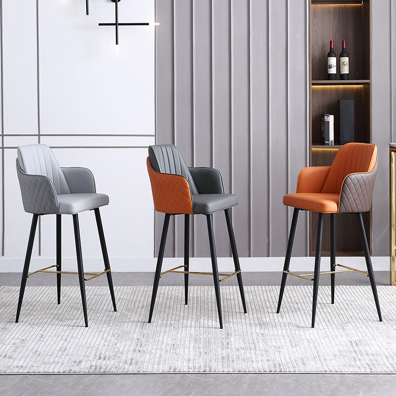 Glam Style Bar Stool Leather Backrest Bar Stools for Dining Room