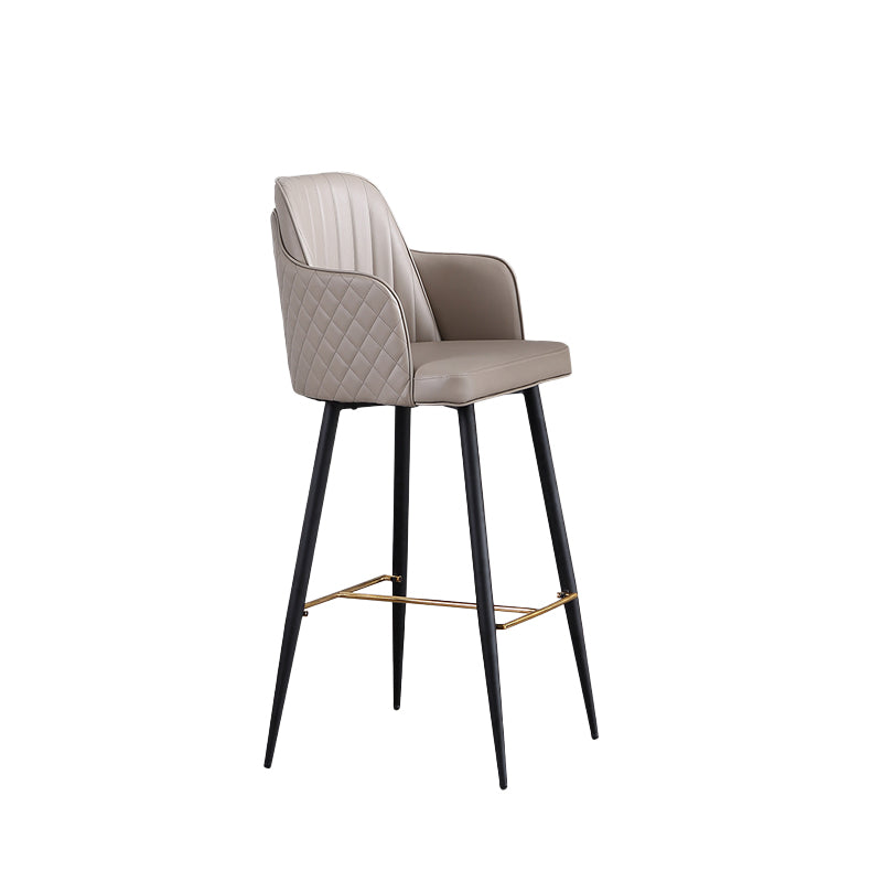 Glam Style Bar Stool Leather Backrest Bar Stools for Dining Room