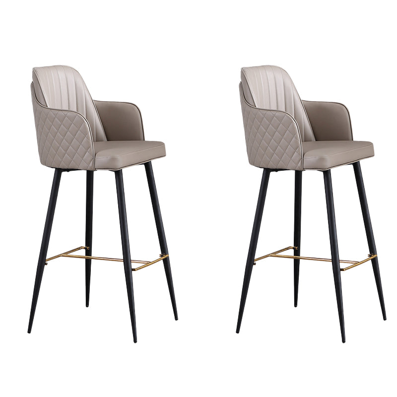 Glam Style Bar Stool Leather Backrest Bar Stools for Dining Room