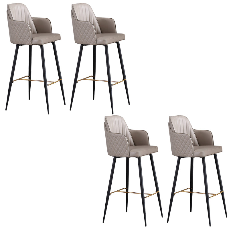 Glam Style Bar Stool Leather Backrest Bar Stools for Dining Room