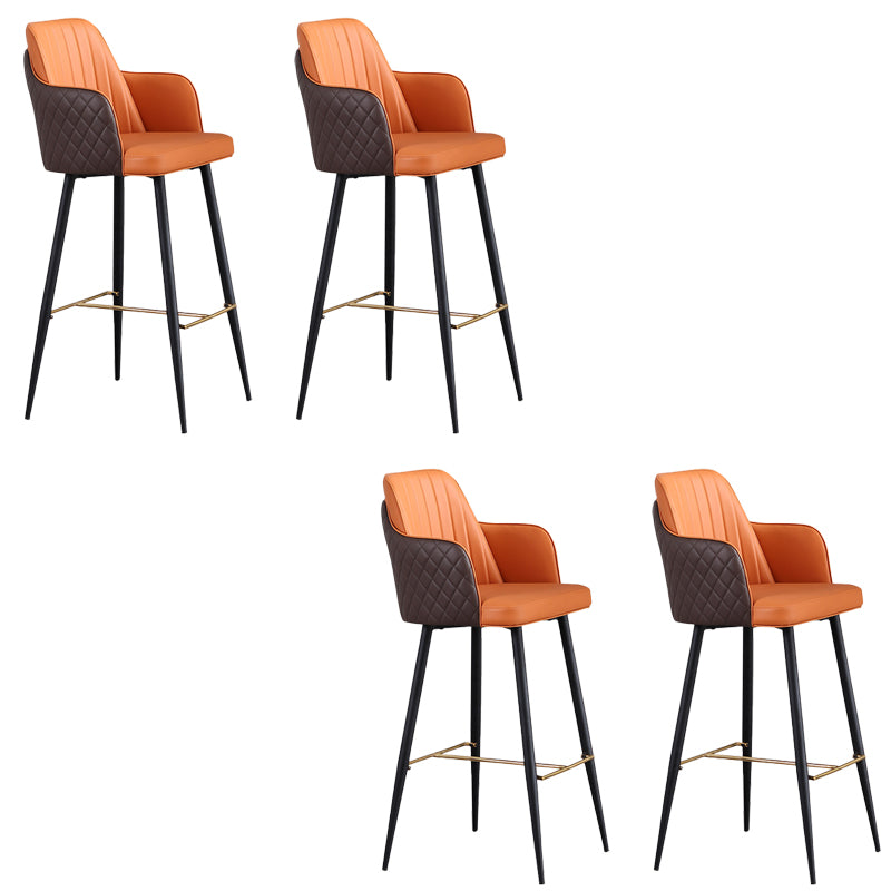 Glam Style Bar Stool Leather Backrest Bar Stools for Dining Room