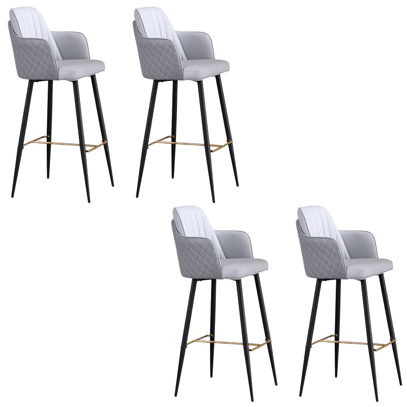 Glam Style Bar Stool Leather Backrest Bar Stools for Dining Room