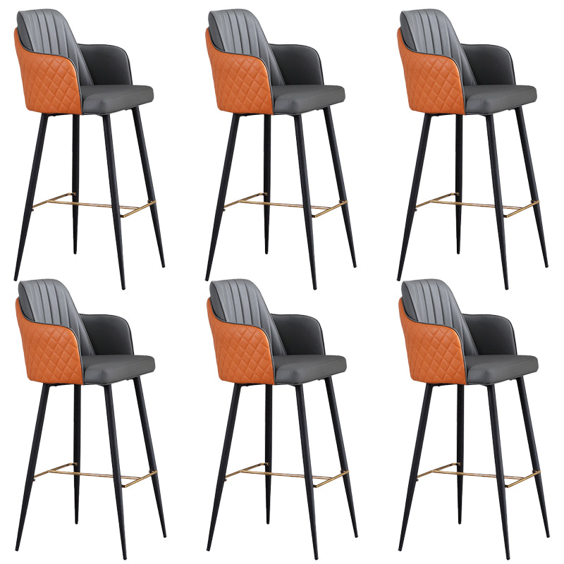 Glam Style Bar Stool Leather Backrest Bar Stools for Dining Room