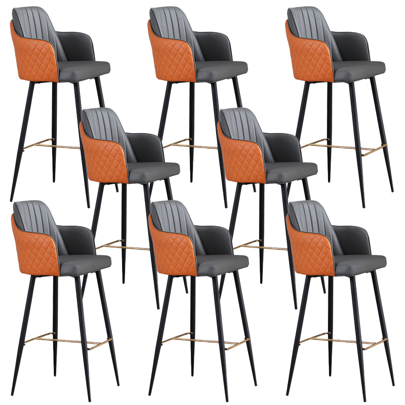 Glam Style Bar Stool Leather Backrest Bar Stools for Dining Room