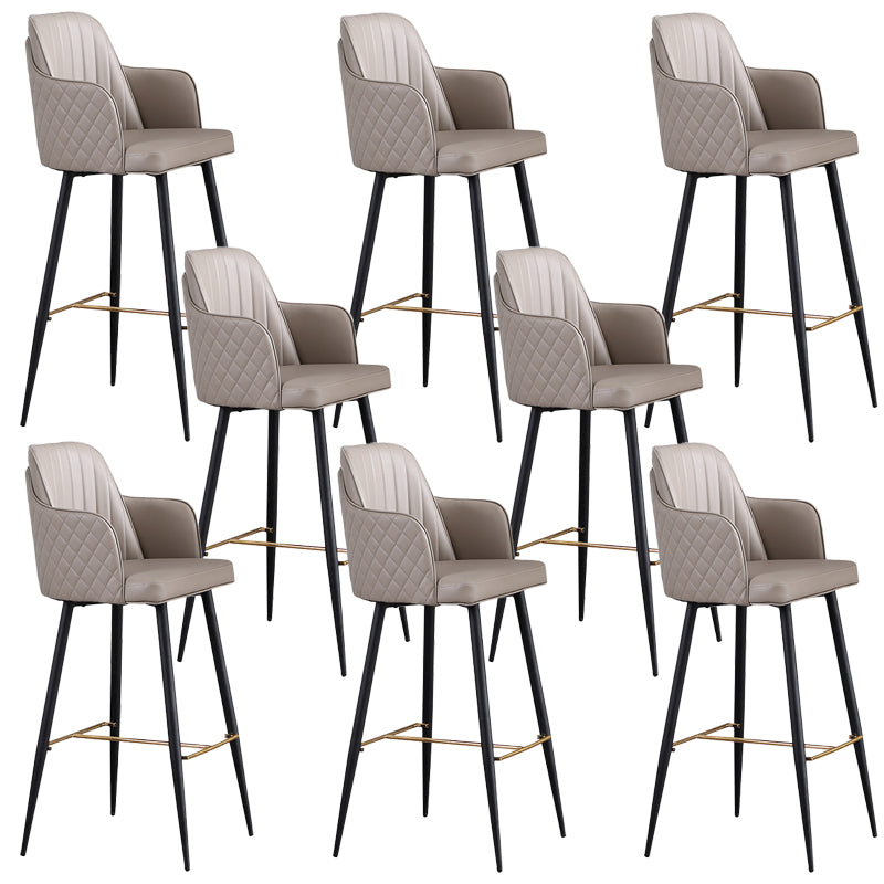 Glam Style Bar Stool Leather Backrest Bar Stools for Dining Room