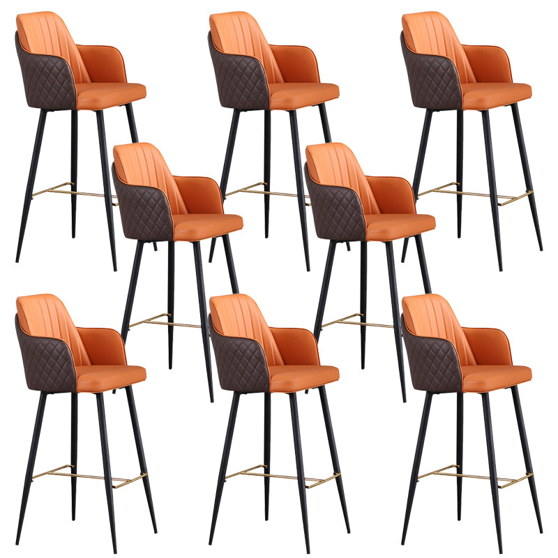 Glam Style Bar Stool Leather Backrest Bar Stools for Dining Room
