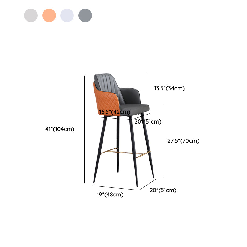 Glam Style Bar Stool Leather Backrest Bar Stools for Dining Room