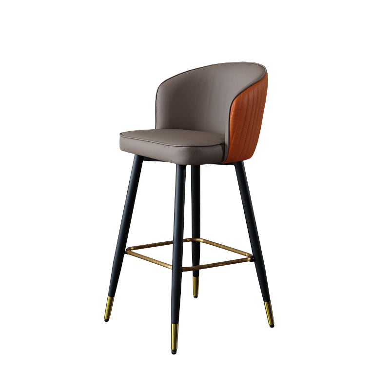Glam Style Bar Stool Leather Backrest Bar Stools for Dining Room with Metal Legs