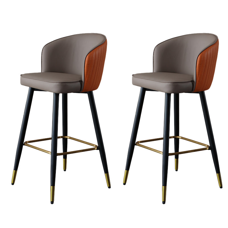 Glam Style Bar Stool Leather Backrest Bar Stools for Dining Room with Metal Legs