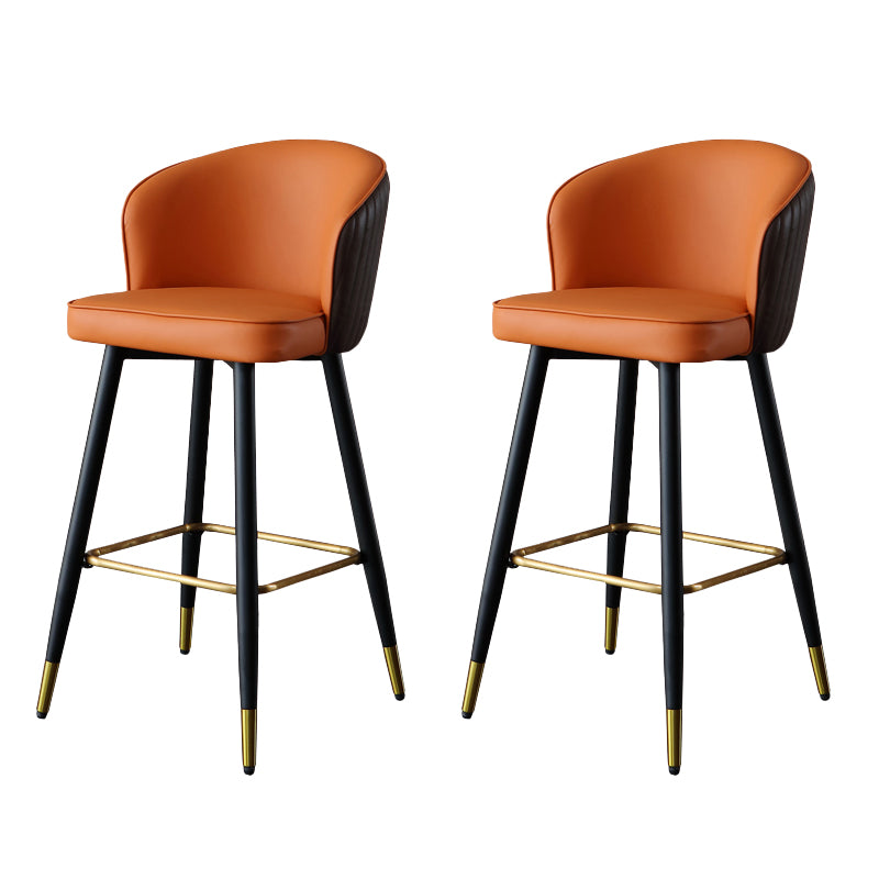 Glam Style Bar Stool Leather Backrest Bar Stools for Dining Room with Metal Legs