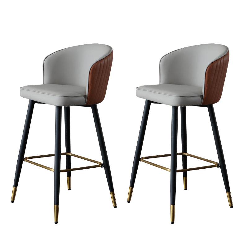 Glam Style Bar Stool Leather Backrest Bar Stools for Dining Room with Metal Legs